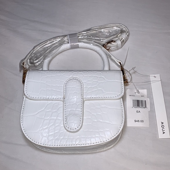 AQUA white croc-embossed small crossbody. Bloomingdale’s Exlusive - Picture 2 of 10